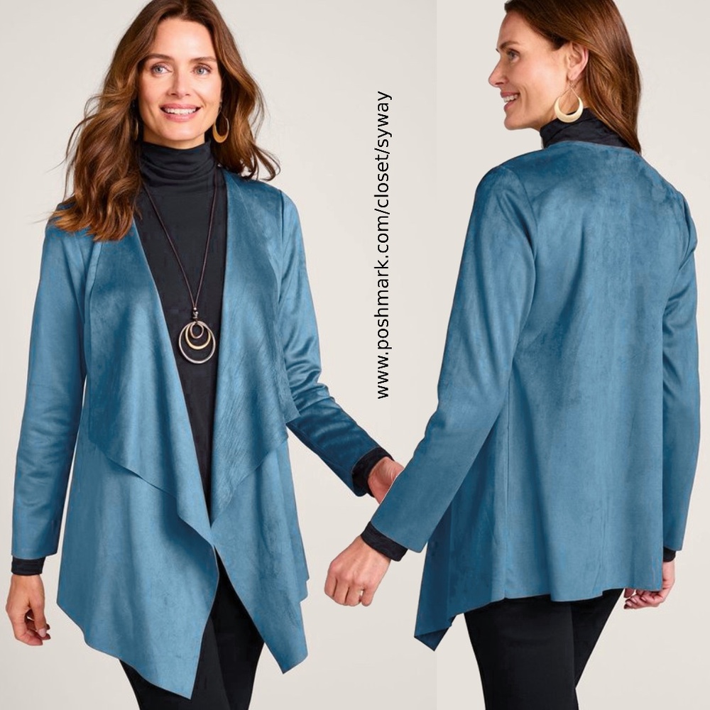 Soft Surroundings Ultra Soft Waterfall Faux Suede Cardigan